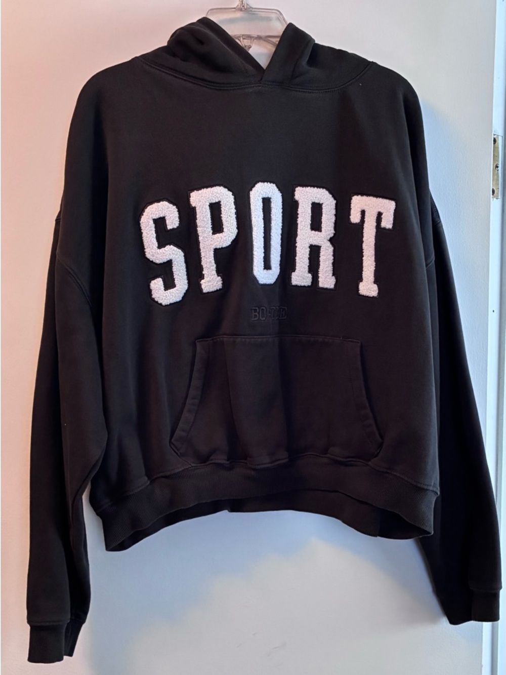 Bo+Tee Black 'SPORT' Chenille Appliqué Hoodie Sweater 1x